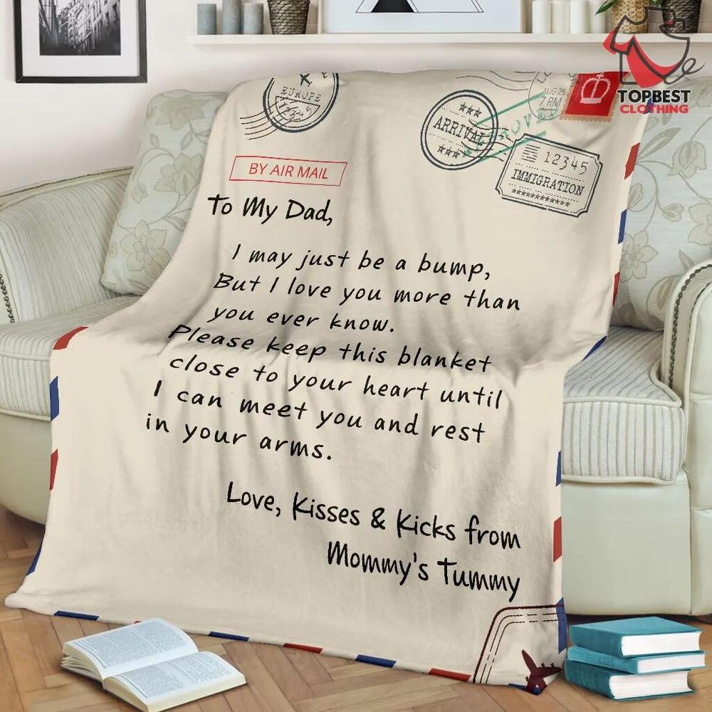 Personalized Air Mail To My Dad I Love You More Than You Ever Know Sherpa Fleece Quilt Blanket - TopBestClothing
