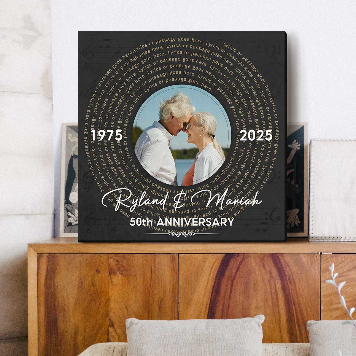 Personalized Anniversary Song Lyrics Wall Art, Custom Song Lyrics And Photo Gift, Create Your Own Song Lyrics Canvas, Wedding Anniversary Gift For Parents