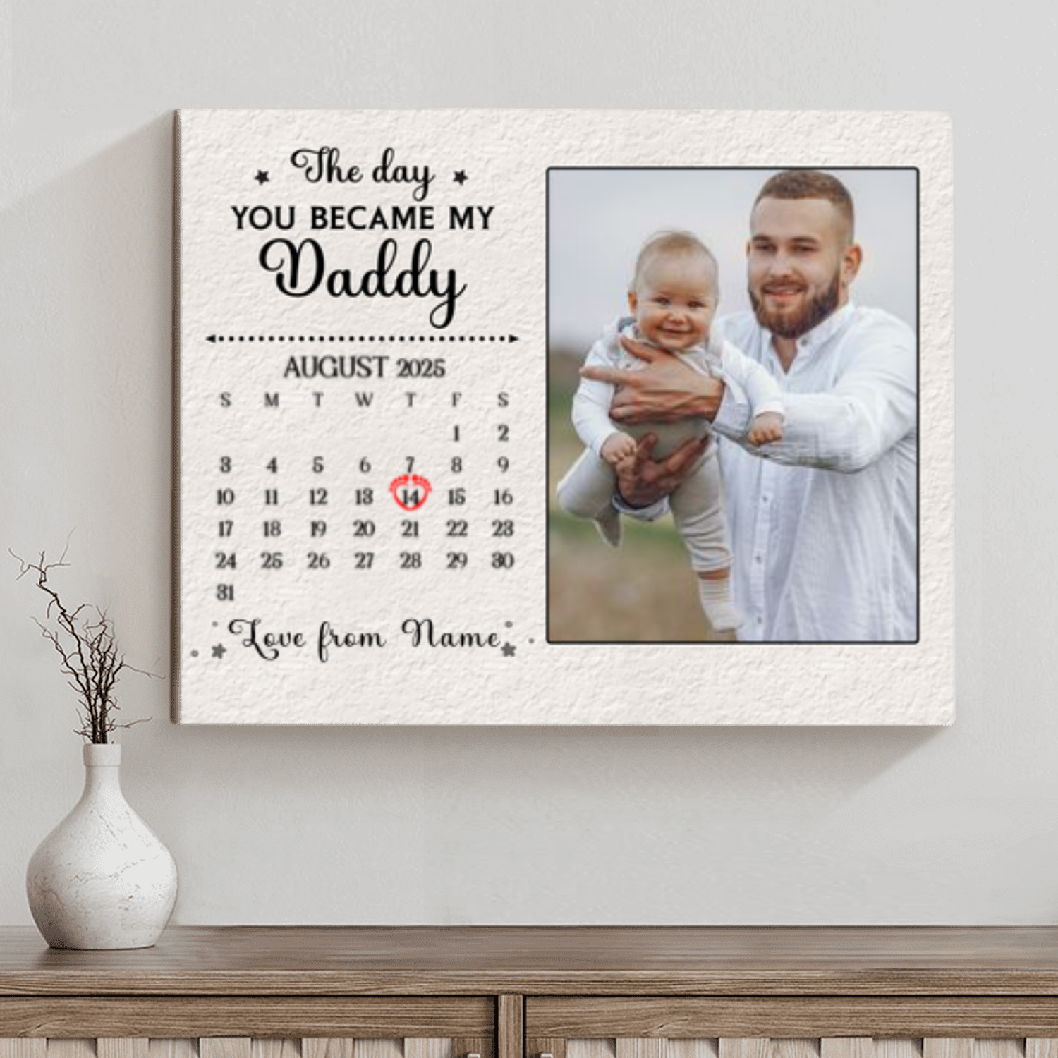 Personalized Calendar Gift For New Dads, The Day You Became My Daddy Picture Canvas, First FatherÃ¢â‚¬â„¢s Day Gift From Wife, First Time Dad Gift