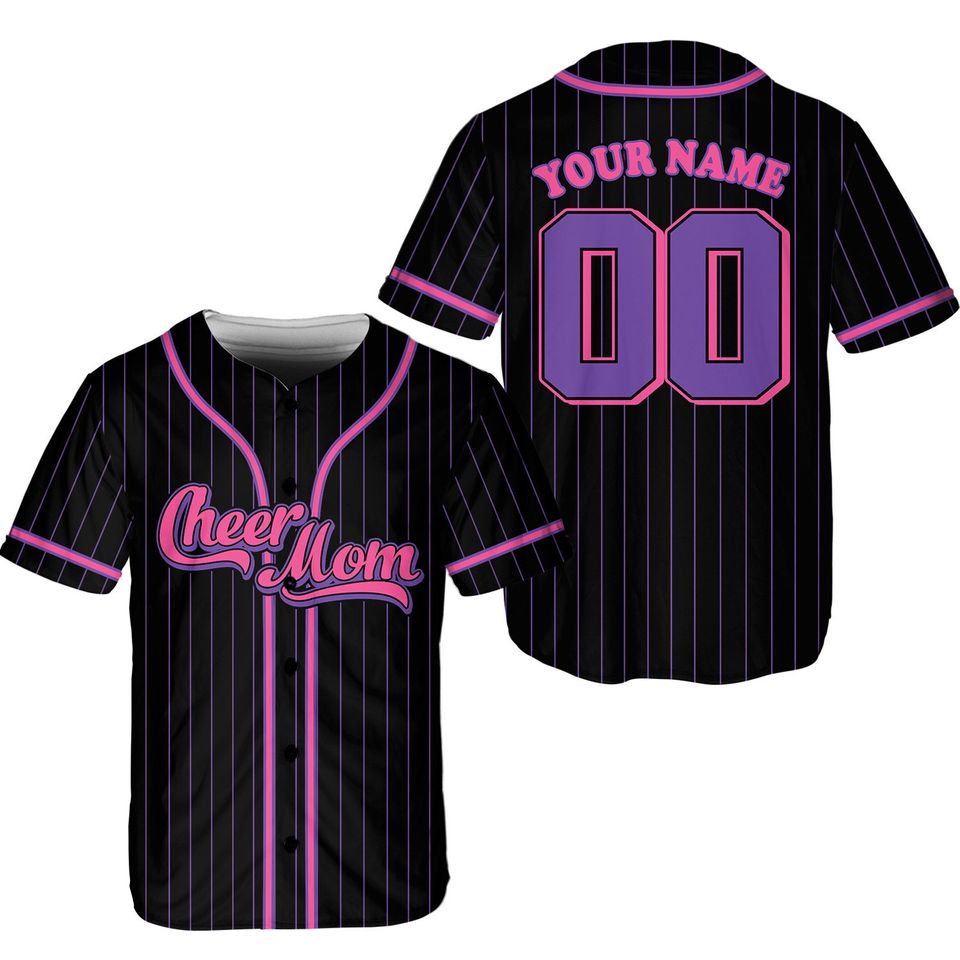 Personalized Cheer Mom Baseball Jersey, Custom Cheerleading Mom Baseball Jersey Shirt