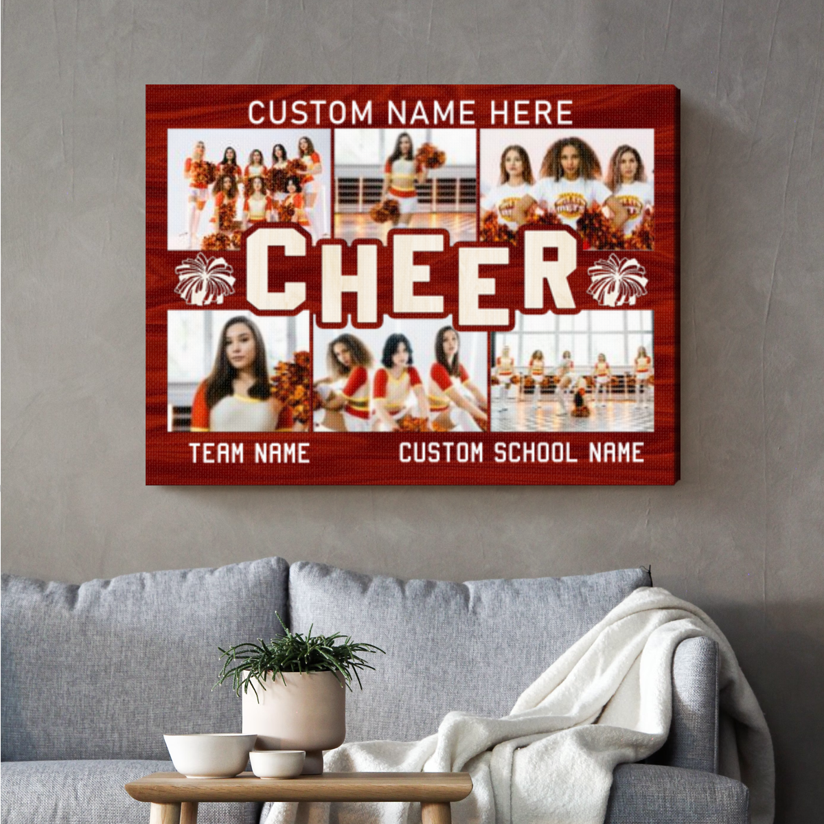 Personalized Cheer Picture Collage Canvas, Cheerleader Custom Photo Gift, Gifts For Cheer Coach, Cheer Senior Night Gift