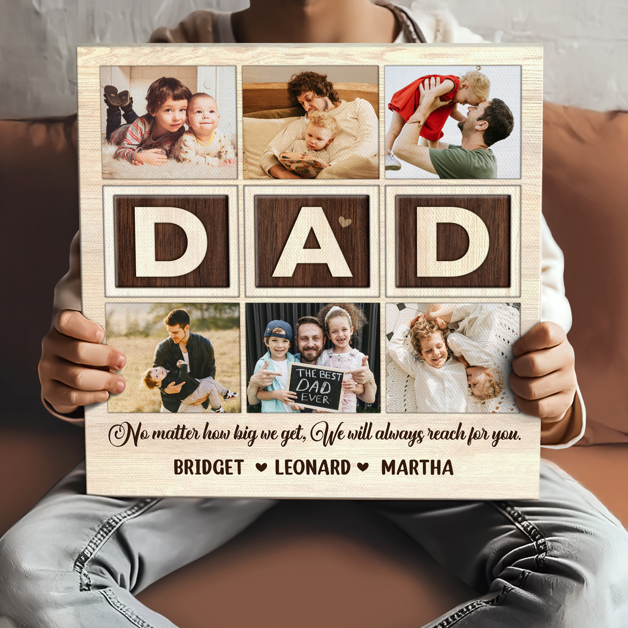 Personalized Dad Photo Gifts, FatherÃ¢â‚¬â„¢s Day Gifts From Daughter Son, Dad No Matter How Big We Get Custom Square Canvas, Unique Gifts For Dad