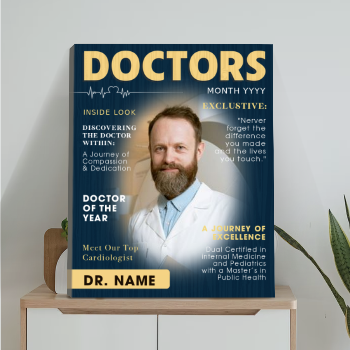 Personalized Doctor Magazine Cover Canvas, Custom Gift For Physicians, Men And Women Gifts For Doctor, Doctor Retirement Gift