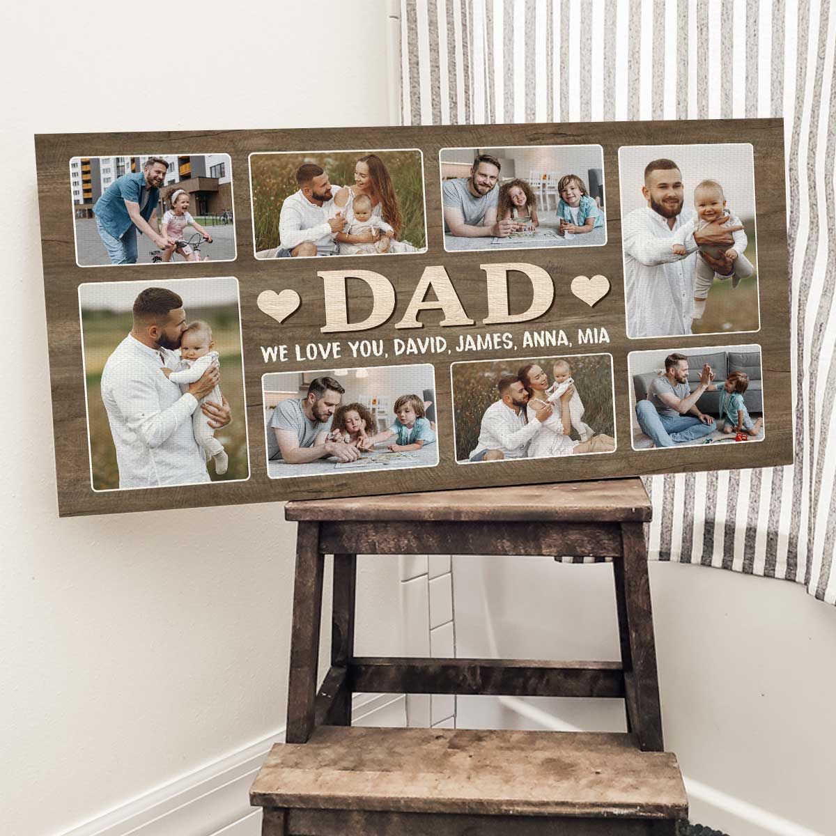 Personalized FatherÃ¢â‚¬â„¢s Day Gift, Dad Picture Collage Canvas, Birthday Gift For Dad, Dad Gift From Kids