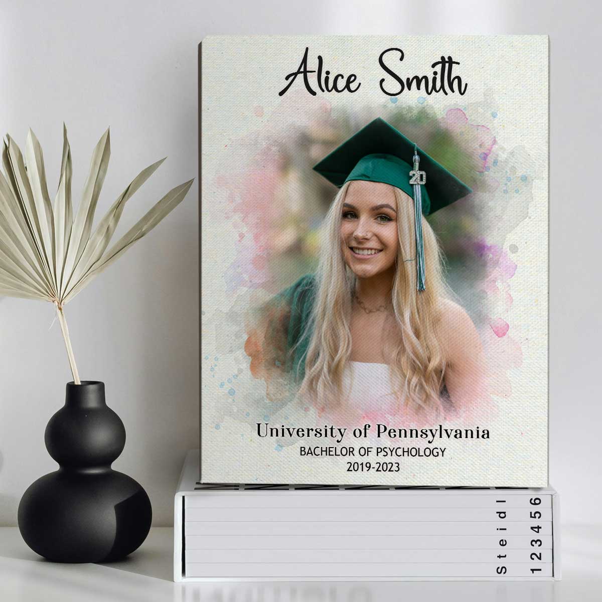 Personalized Graduation Portrait Watercolor Canvas, Graduation Gift for Her, Grad Gifts For Girlfriend, Graduation Ceremony Gifts