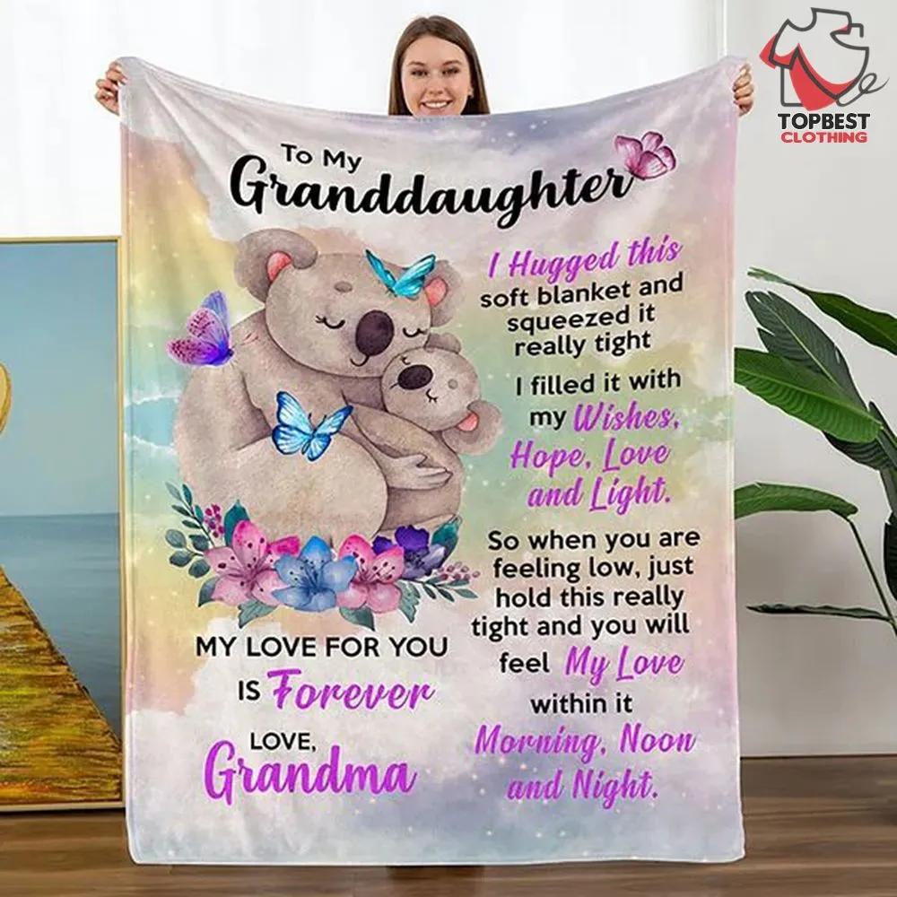 Personalized Happy Birthday Granddaughter Quotes Fleece Quilt Blanket - TopBestClothing