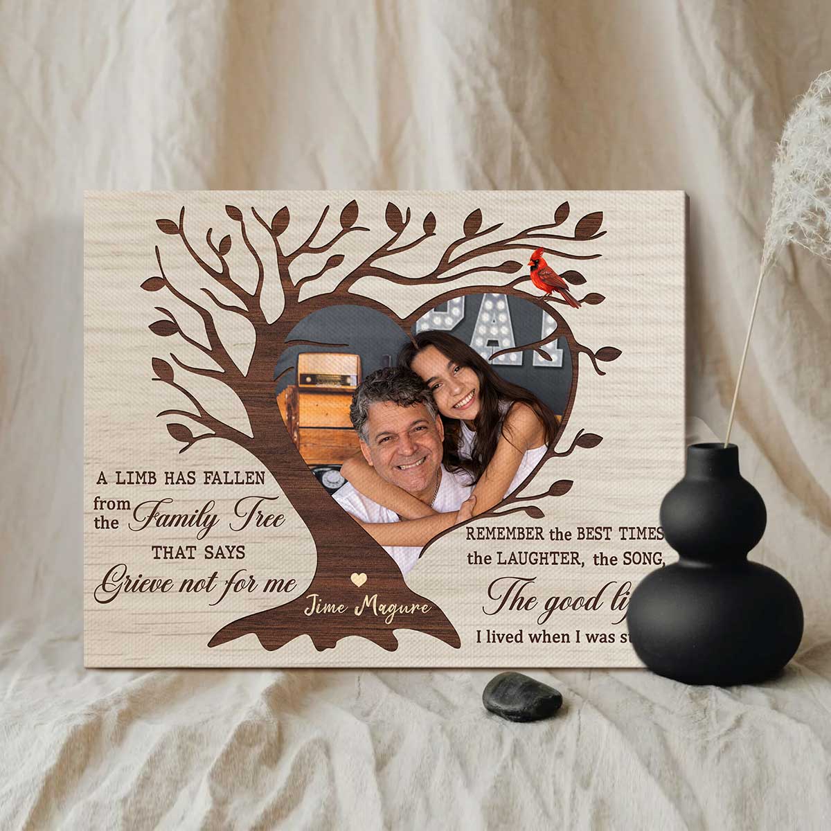 Personalized Memorial Easel Back Canvas, Bereavement Gift, Sympathy Gift, Gifts For Someone Who Lost A Loved One, Cardinal Memorial Gifts