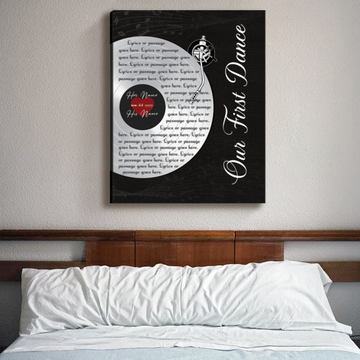 Personalized Our First Dance Song Print, Custom Song Lyric On Canvas, Wedding Song Lyrics Gift, 1st Wedding Anniversary Gift, Valentine Gifts For Wife