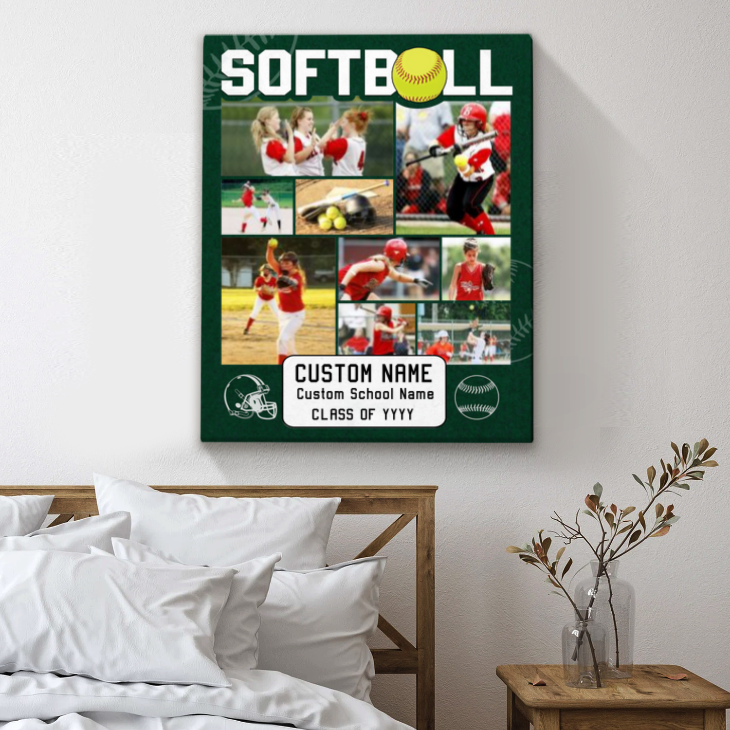 Personalized Softball Photo Gift, Softball Photo Collage Canvas, Custom Gift For Softball Player, Softball Coach Gifts, Softball Gifts For Girl