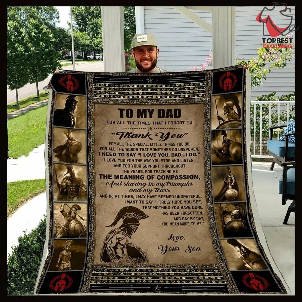 Personalized Spartan Day By Day You Mean More To Me To My Dad Sherpa Fleece Quilt Blanket From Son - TopBestClothing