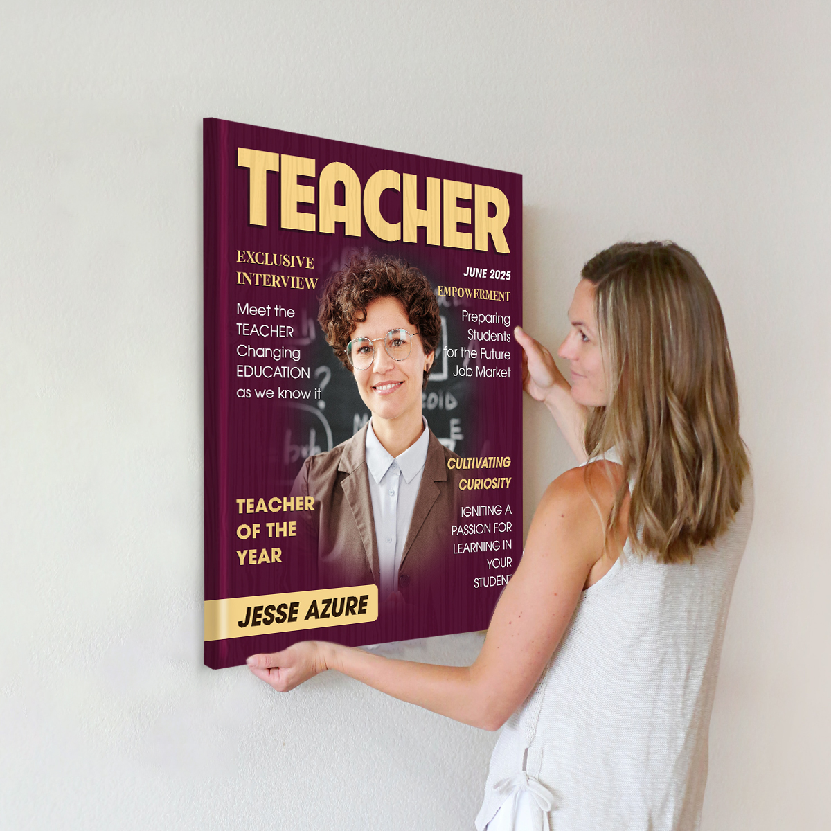 Personalized Teacher Magazine Cover Canvas, Teacher Appreciation Gifts, Teacher Retirement Gifts, Teacher Gift From Student