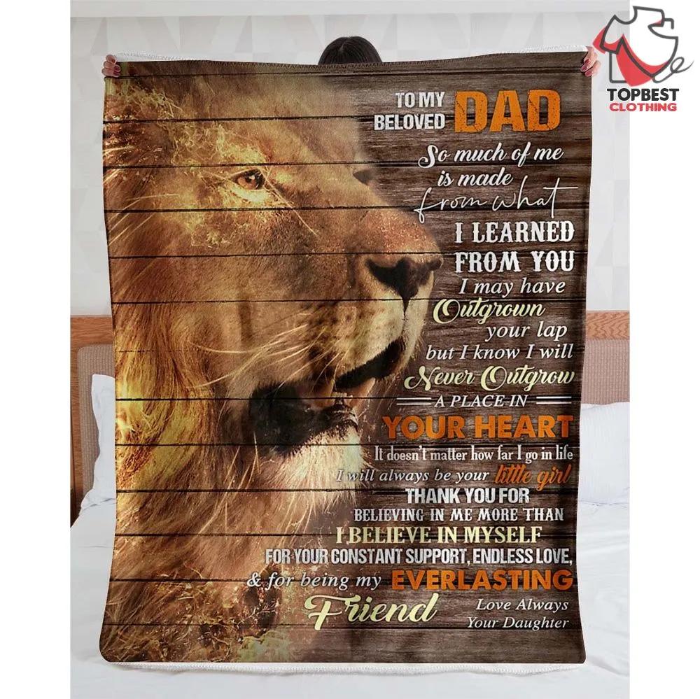 Personalized To My Dad Fleece Quilt Blanket From Daughter I Learned From You - TopBestClothing