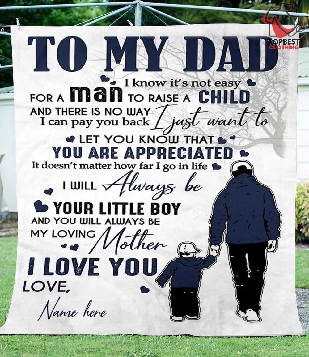 Personalized To My Dad I Love You Fleece Quilt Blanket Great Father's Day Gift - TopBestClothing