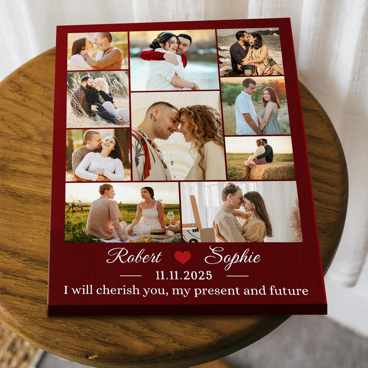 Personalized Valentines Day Gifts For Her, Custom Couple Photo Collage Canvas, Birthday Gifts For Wife, Picture Anniversary Gift