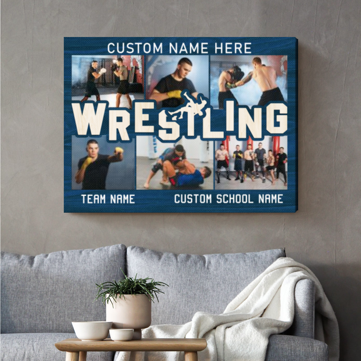 Personalized Wrestling Photo Collage Canvas, Senior Wrestling Gift, Wrestler Gift, Custom Gift For Wrestling Coach, Wrestling Canvas
