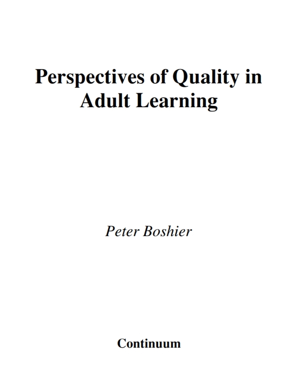 Perspectives of Quality in Adult Learning 1st Edition â€“ PDF/EPUB Version Downloadable