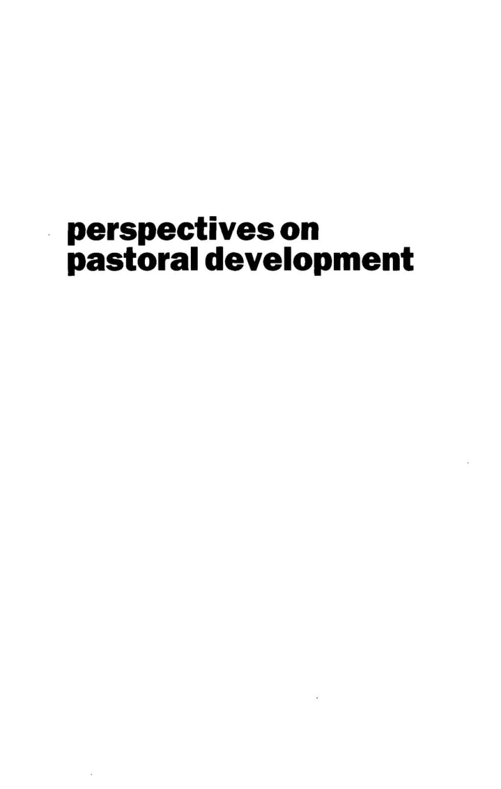 Perspectives on Pastoral Development  â€“ PDF/EPUB Version Downloadable