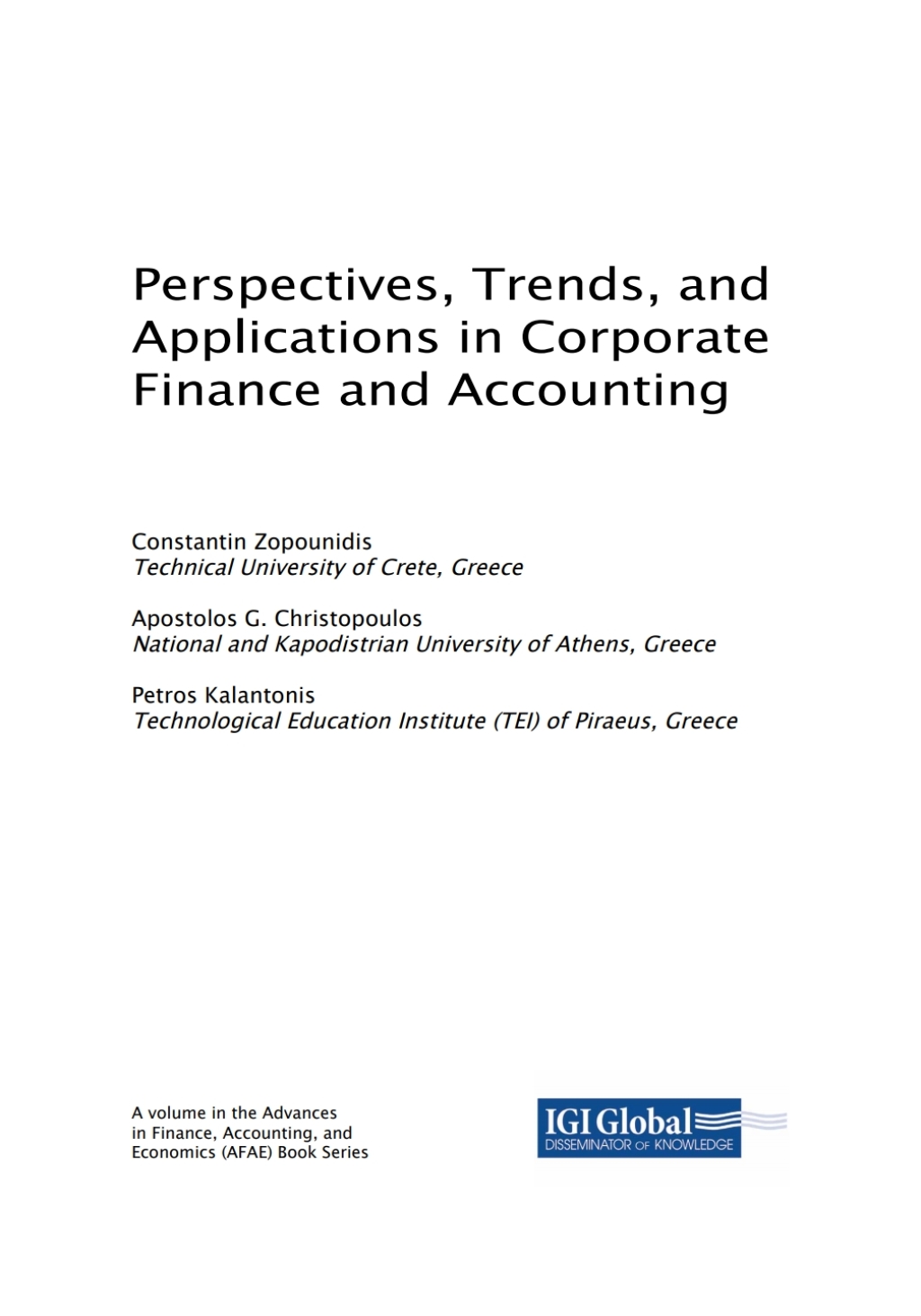 Perspectives, Trends, and Applications in Corporate Finance and Accounting  â€“ PDF/EPUB Version Downloadable