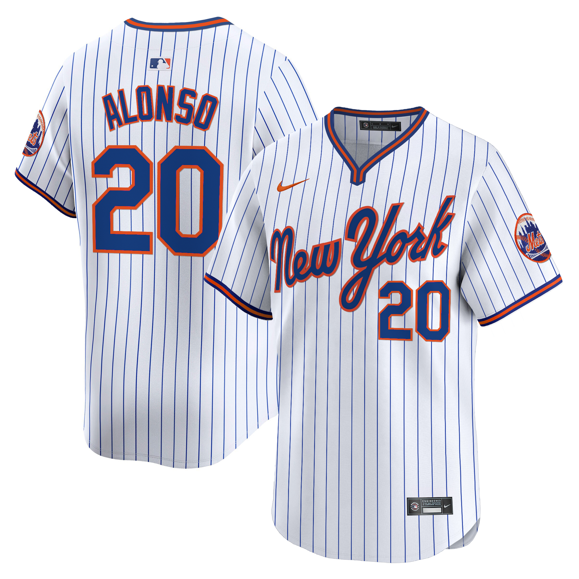 Pete Alonso Men's New York Mets 2025 Road Alternate Pinstripe Jersey - All Stitched