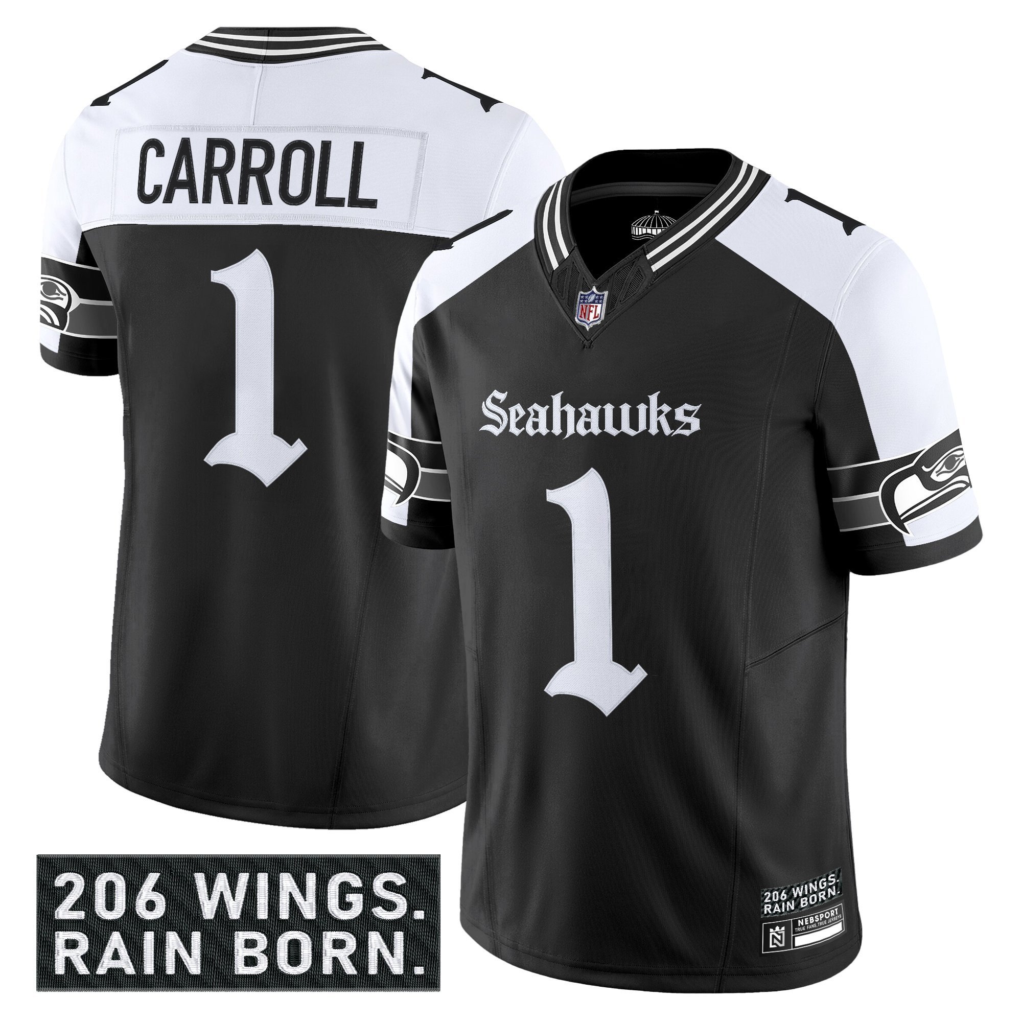 Pete Carroll Men's Seattle Seahawks 'Gothic Rain City Shadows Edition' Vapor Limited Alternate Jersey - All Stitched