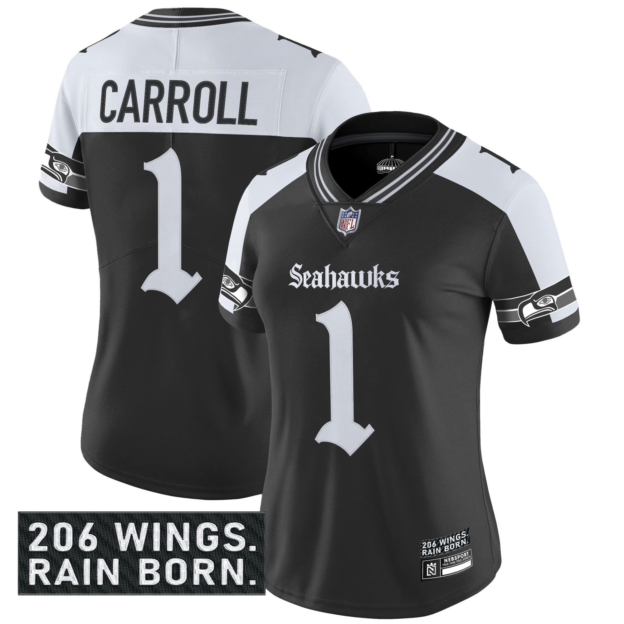 Pete Carroll Women's Seattle Seahawks 'Gothic Rain City Shadows Edition' Vapor Limited Alternate Jersey - All Stitched