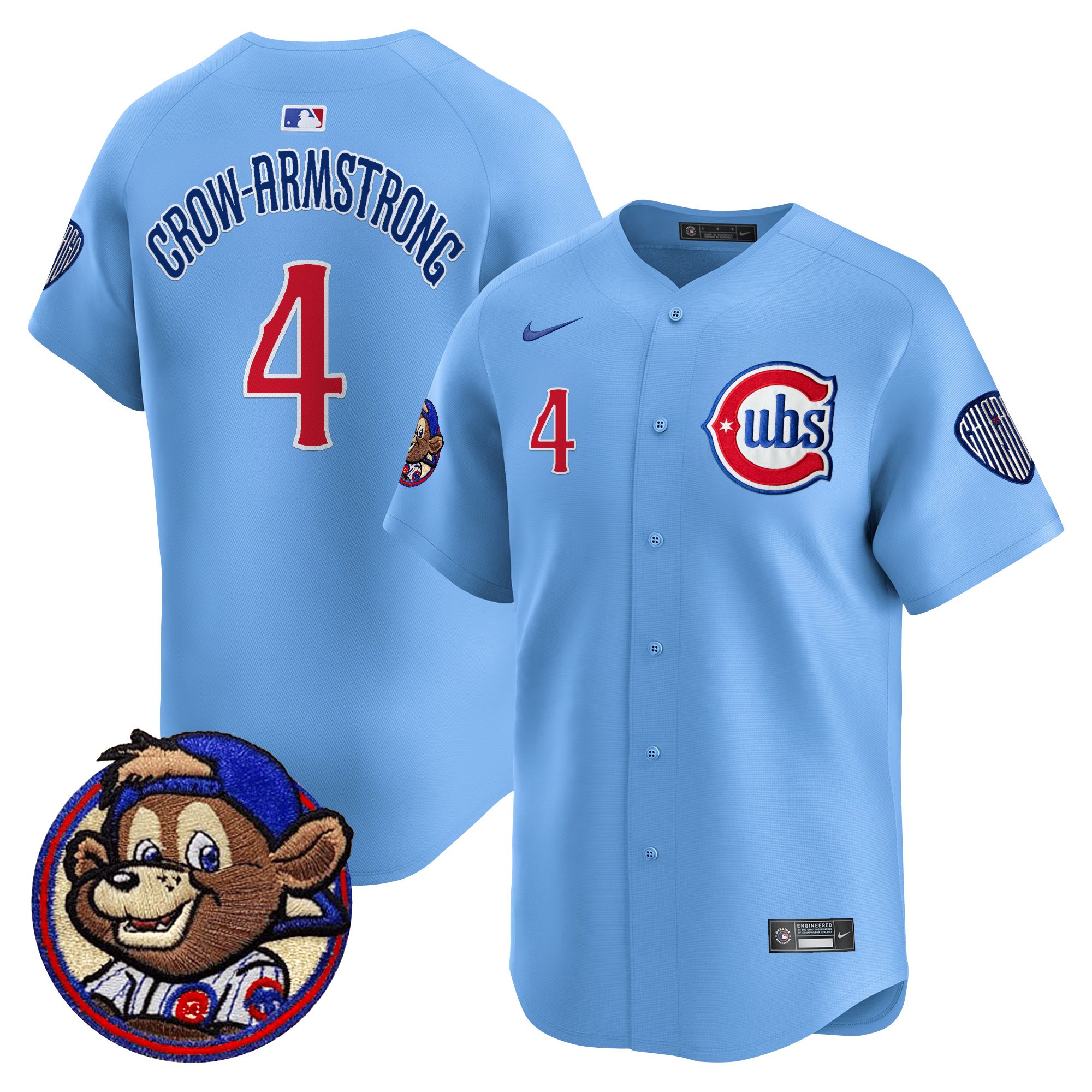 Pete Crow-Armstrong Men's Chicago Cubs Clark Patch Vapor Premier Limited Blue Jersey - All Stitched