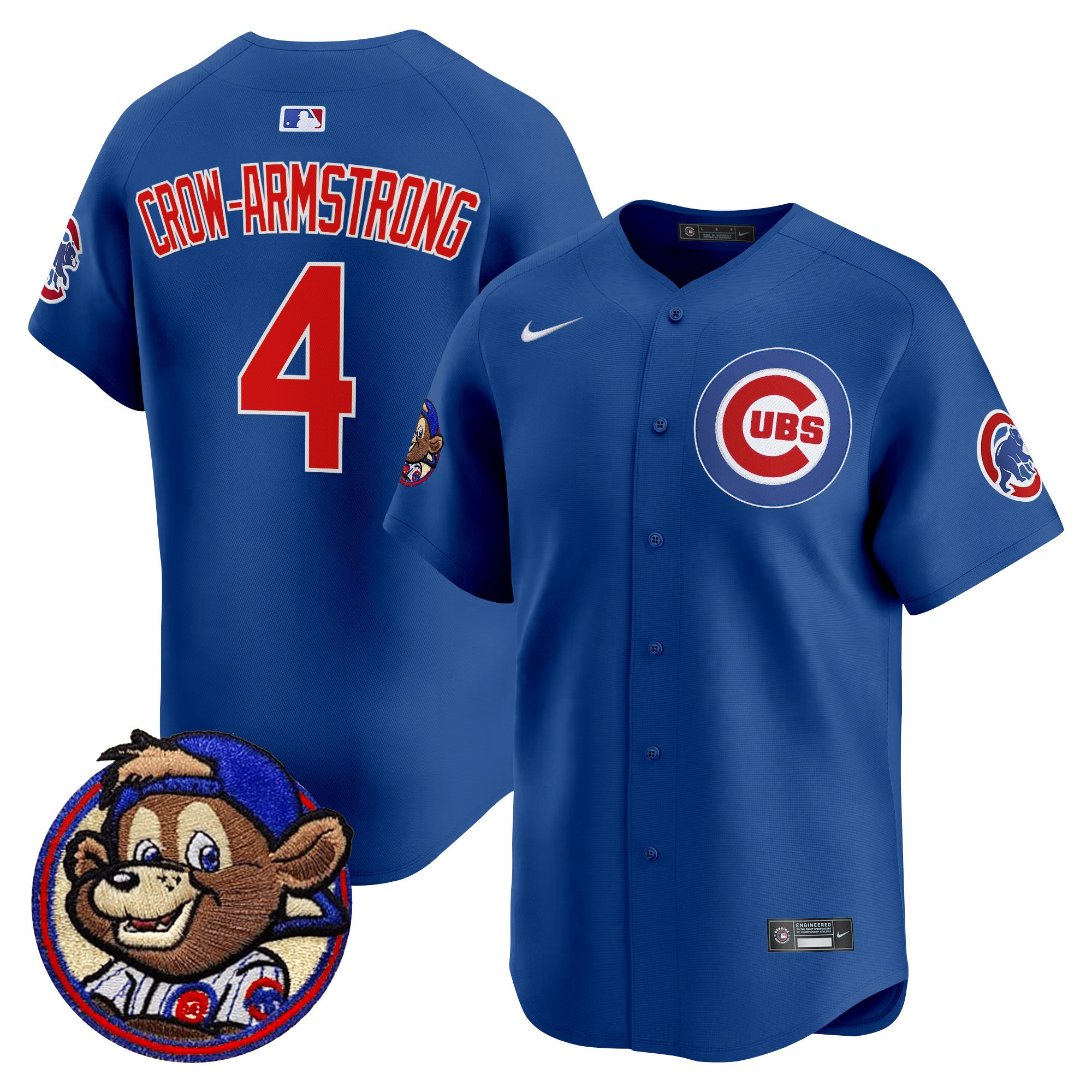 Pete Crow-Armstrong Men's Chicago Cubs Clark Patch Vapor Premier Limited Royal Jersey - All Stitched