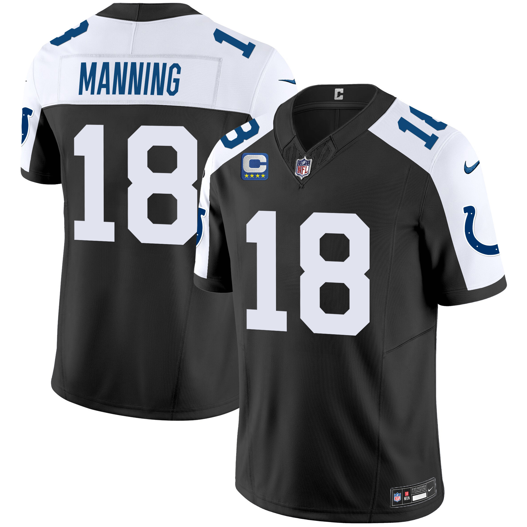 Peyton Manning Men's Indianapolis Colts Vapor Limited Black Alternate Jersey - All Stitched