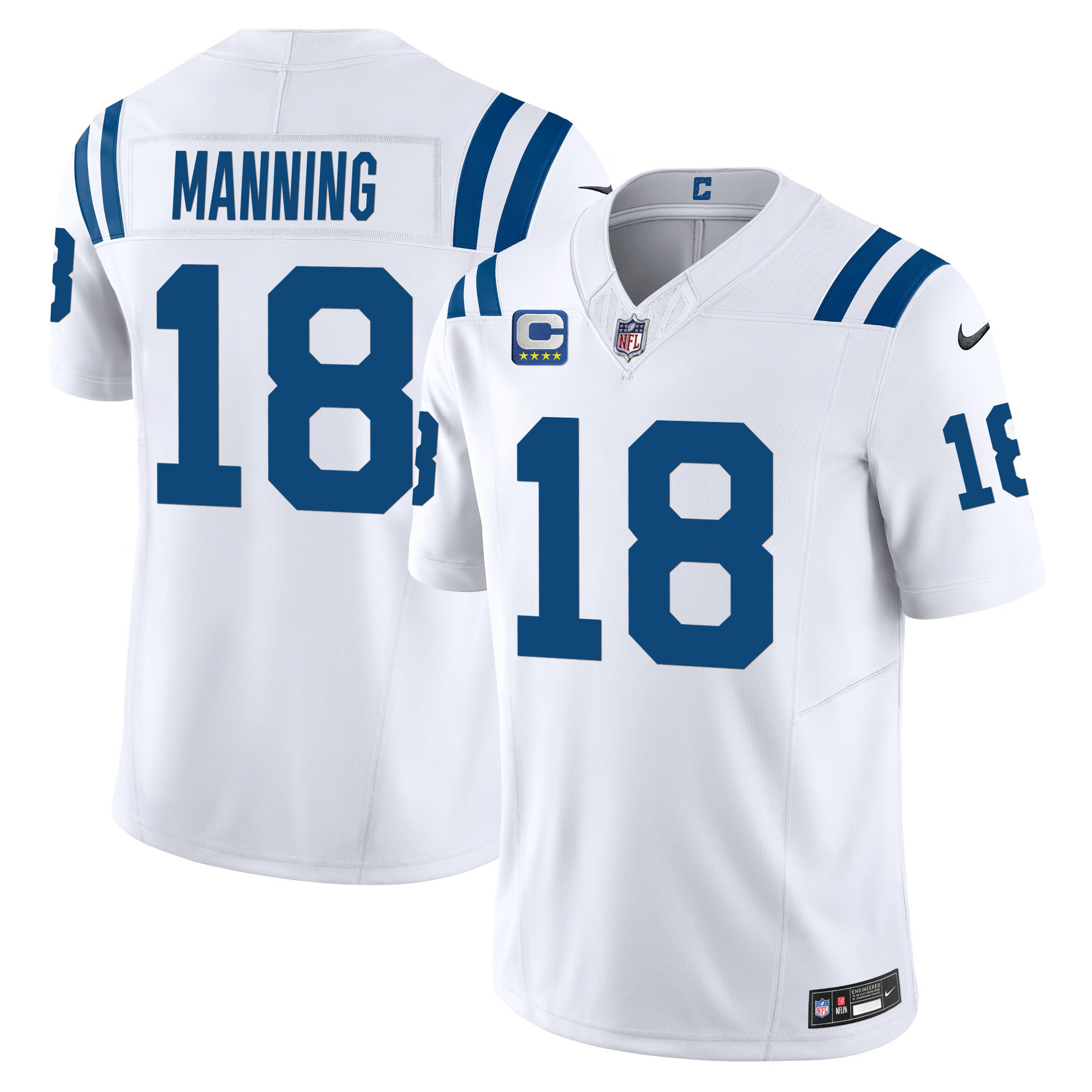 Peyton Manning Men's Indianapolis Colts Vapor Limited White Jersey - All Stitched