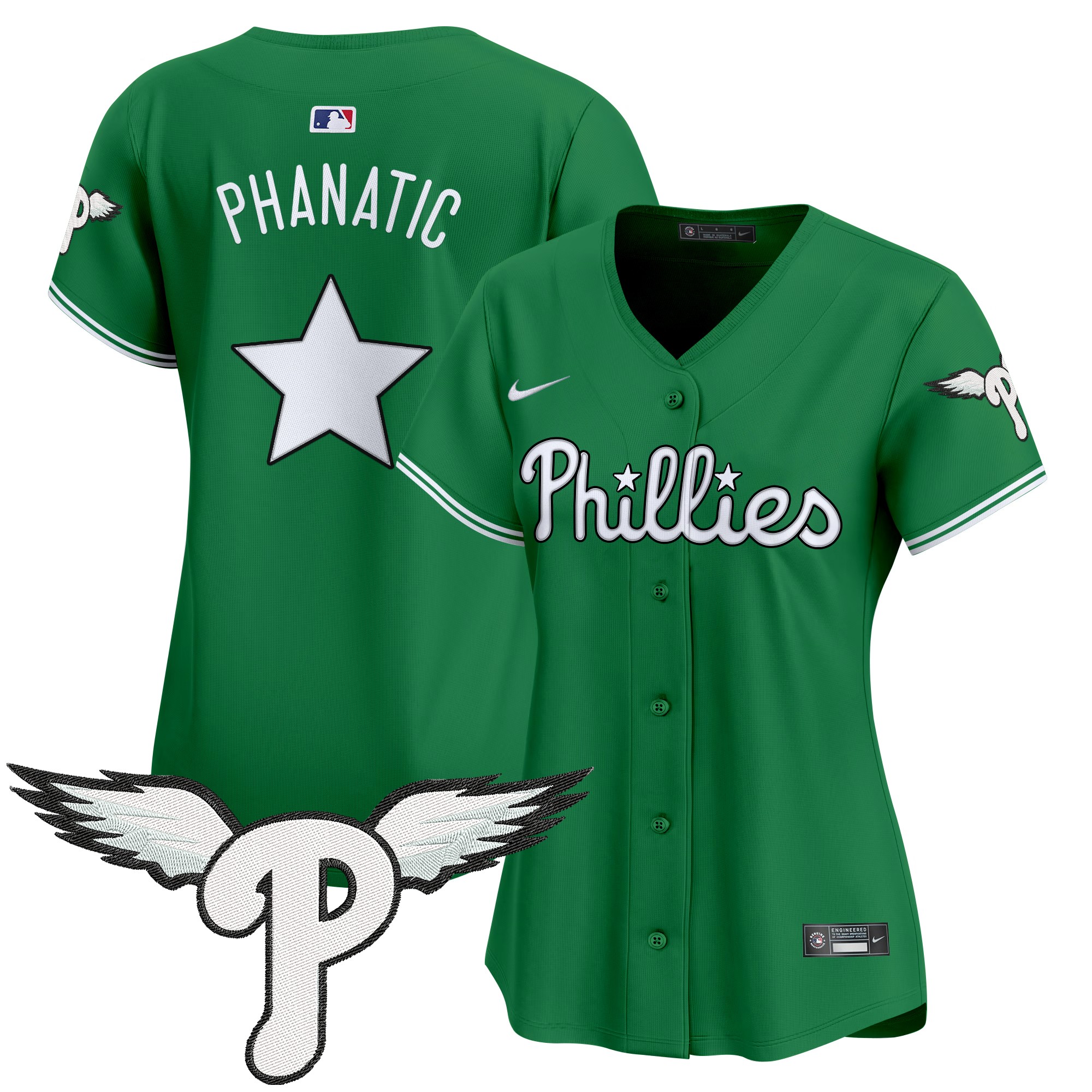 Phanatic Women's Philadelphia Phillies 2025 Vapor Premier Limited Kelly Green Jersey - All Stitched