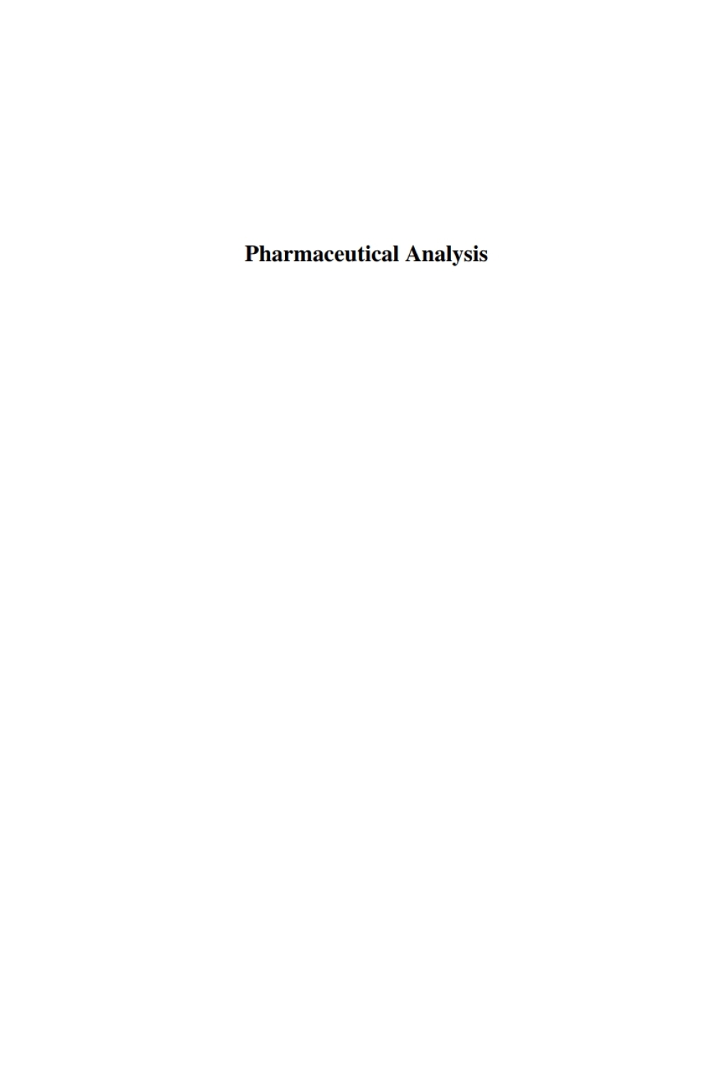 Pharmaceutical Analysis 1st Edition â€“ PDF/EPUB Version Downloadable