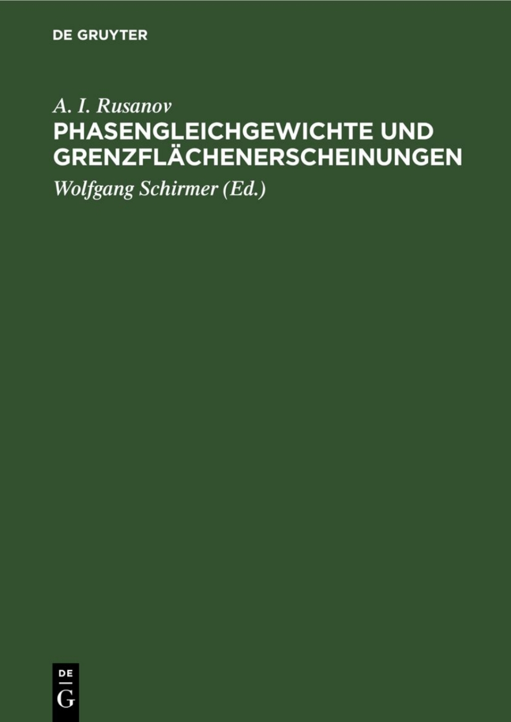 Phasengleichgewichte und GrenzflÃ¤chenerscheinungen 1st Edition â€“ PDF/EPUB Version Downloadable