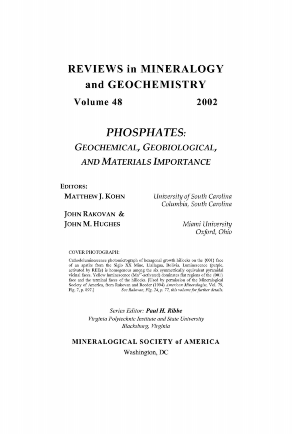 Phosphates Geochemical, Geobiological and Materials Importance 1st Edition â€“ PDF/EPUB Version Downloadable