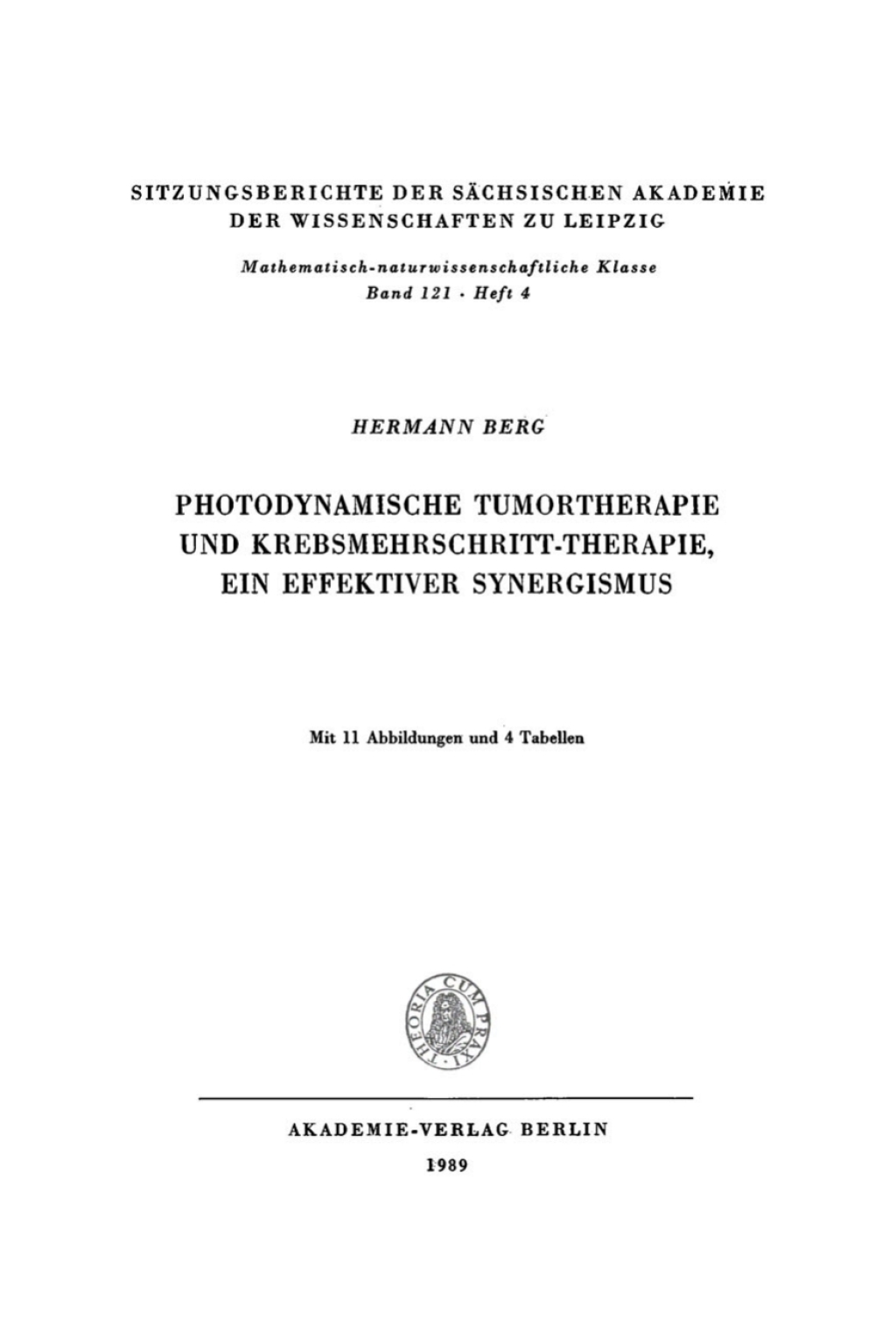 Photodynamische Tumortherapie und Krebsmehrschritt-Therapie, ein effektiver Synergismus 1st Edition â€“ PDF/EPUB Version Downloadable