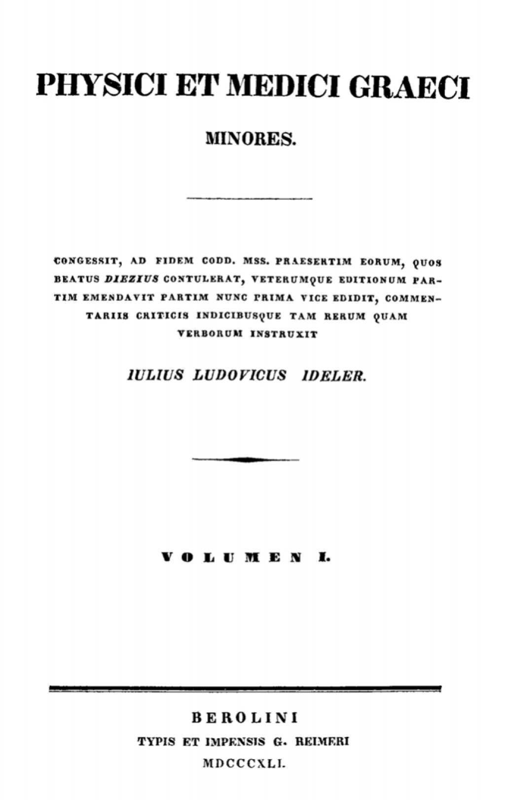 Physici et medici graeci minores. Volumen 1 1st Edition â€“ PDF/EPUB Version Downloadable