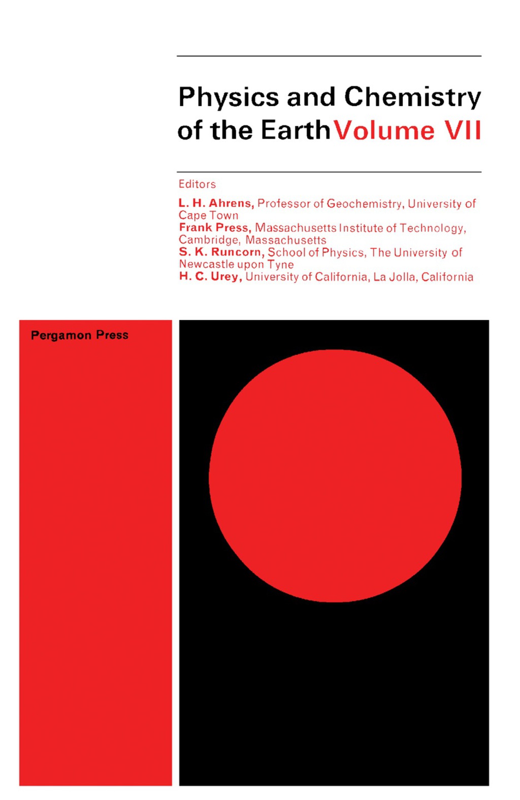 Physics and Chemistry of the Earth Progress Series, Volume 7  â€“ PDF/EPUB Version Downloadable