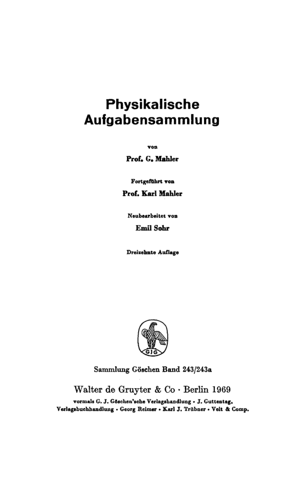 Physikalische Aufgabensammlung 13th Edition â€“ PDF/EPUB Version Downloadable