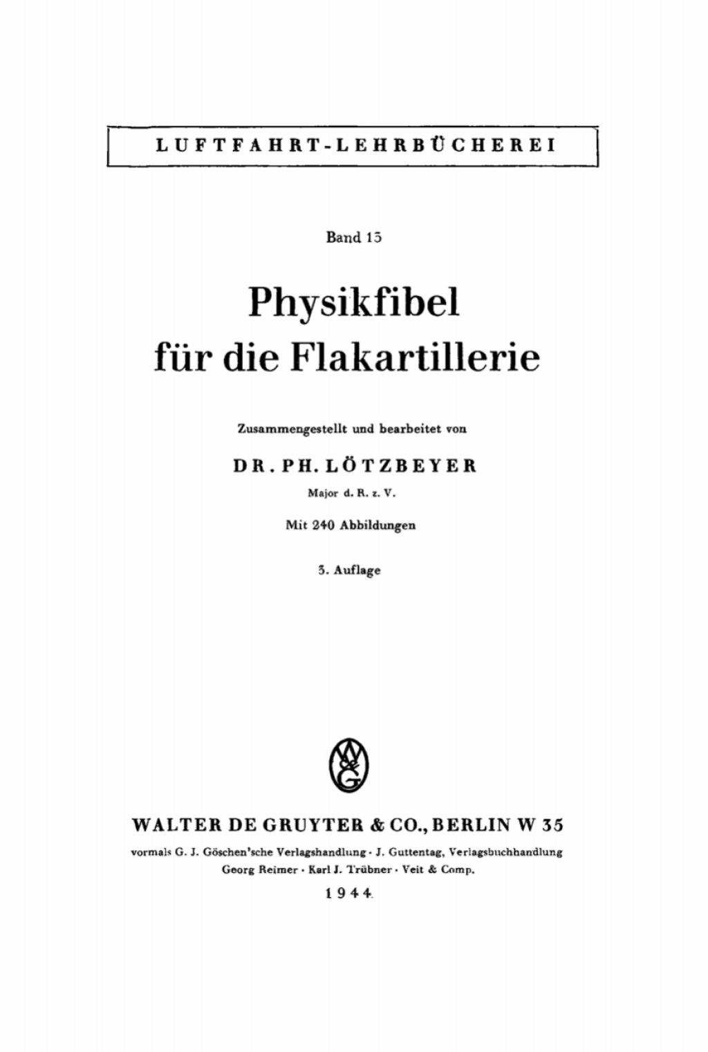 Physikfibel fÃ¼r die Flakartillerie 3rd Edition â€“ PDF/EPUB Version Downloadable