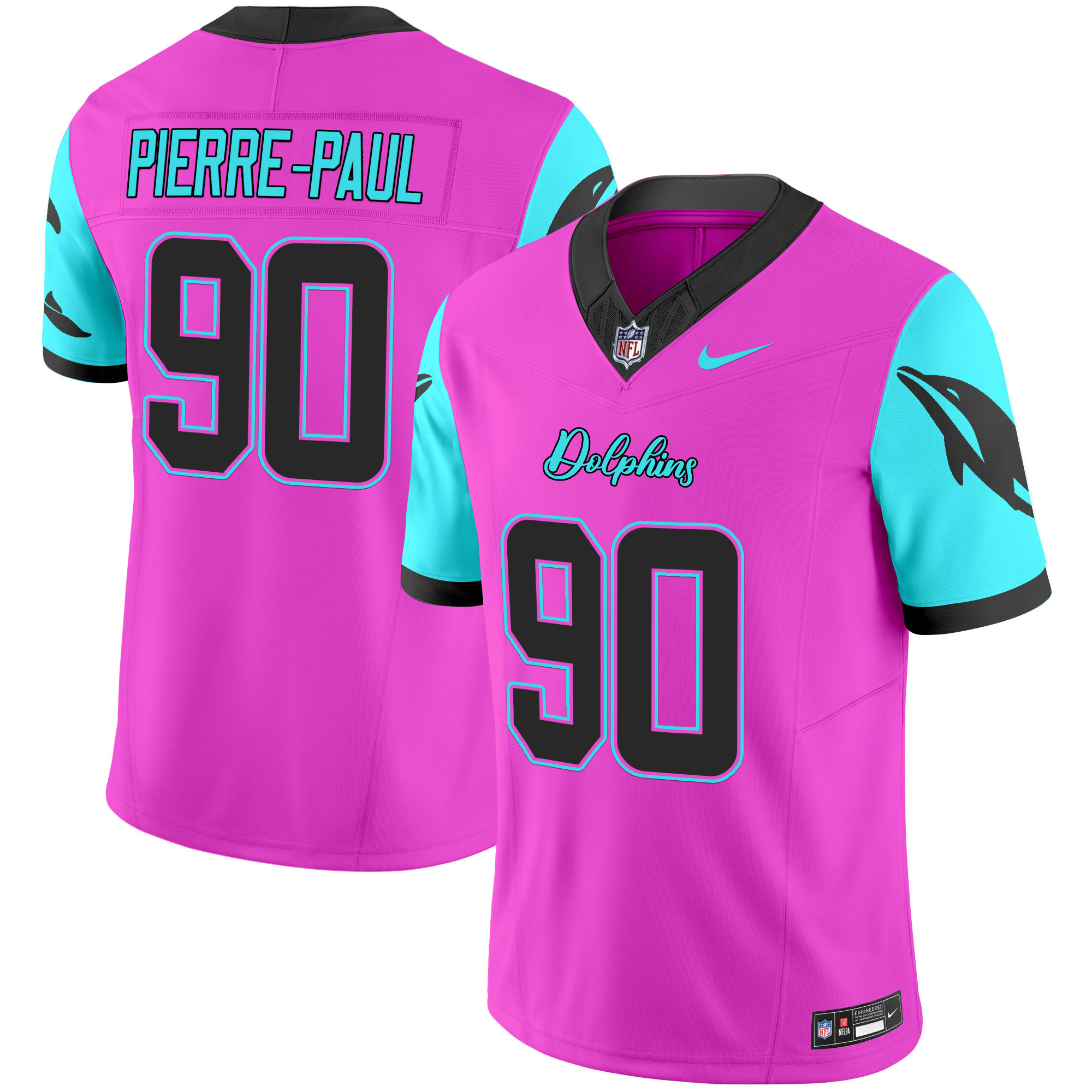 Pierre-Paul Men's Miami Dolphins "Miami Vice" Vapor Limited Pink Jersey - All Stitched