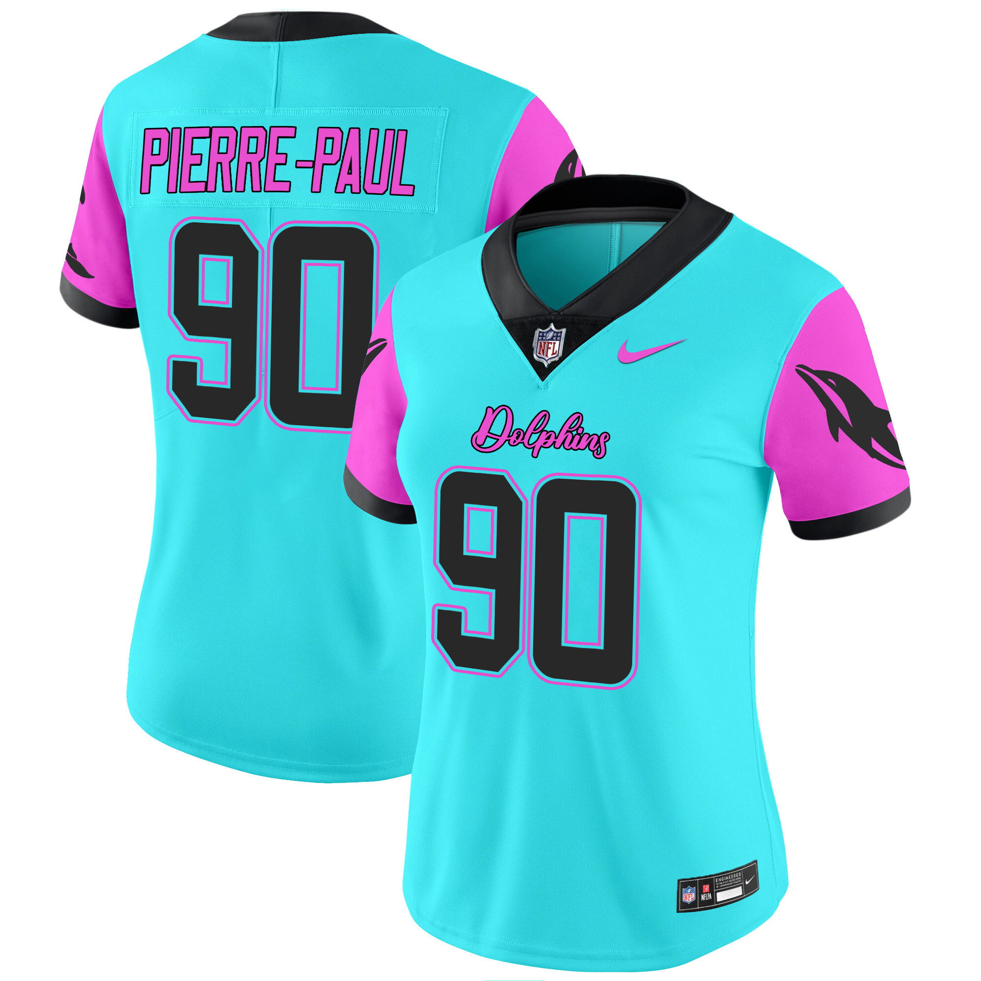 Pierre-Paul Women's Miami Dolphins Miami Vice Vapor Limited Aqua Jersey - All Stitched