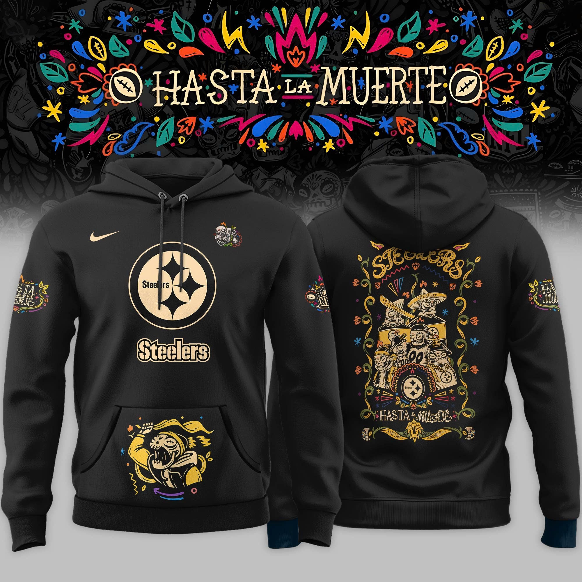 Pittsburgh Steelers NFL x Hasta la Muerte 2025 Special Editions Hoodie