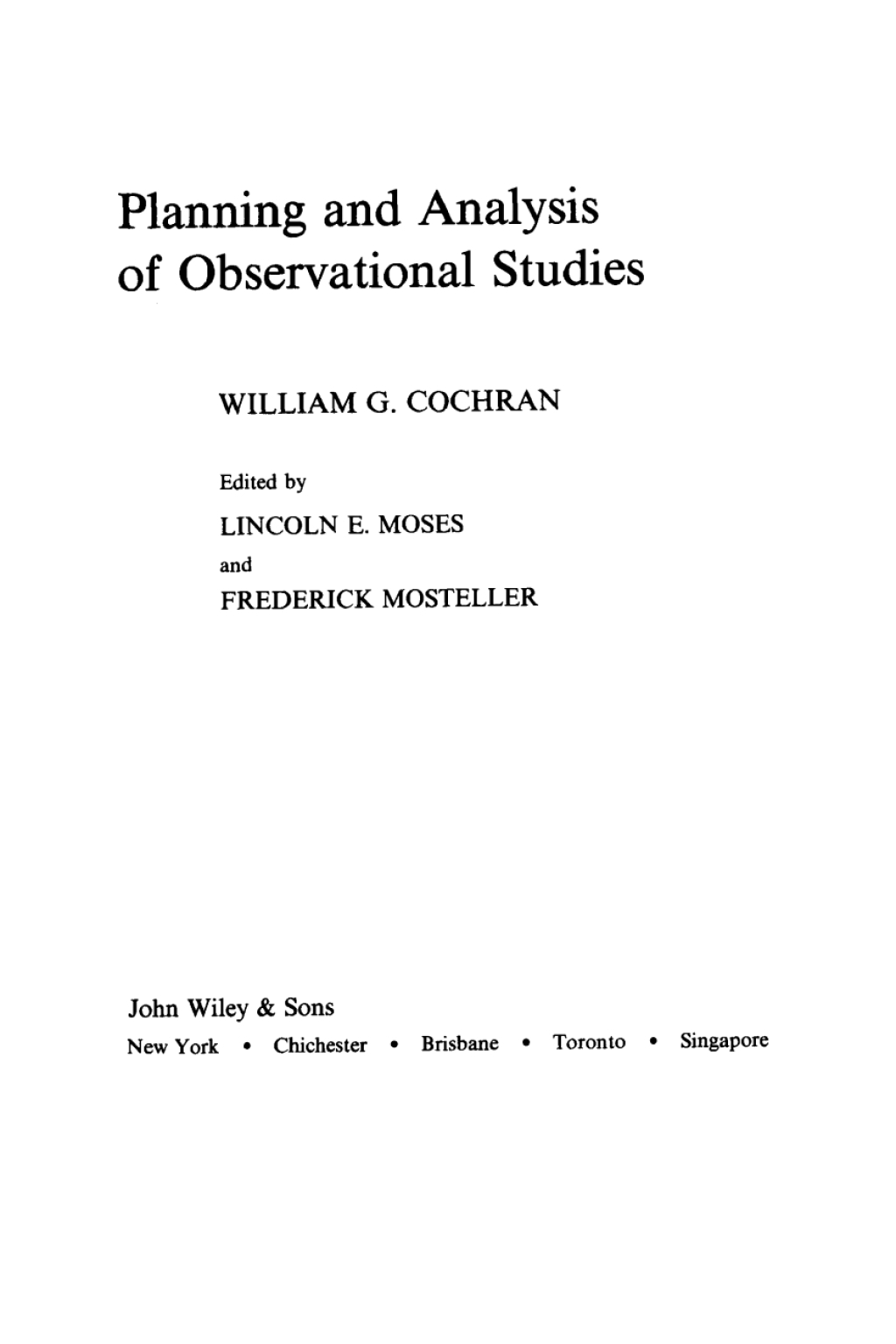 Planning and Analysis of Observational Studies 1st Edition â€“ PDF/EPUB Version Downloadable