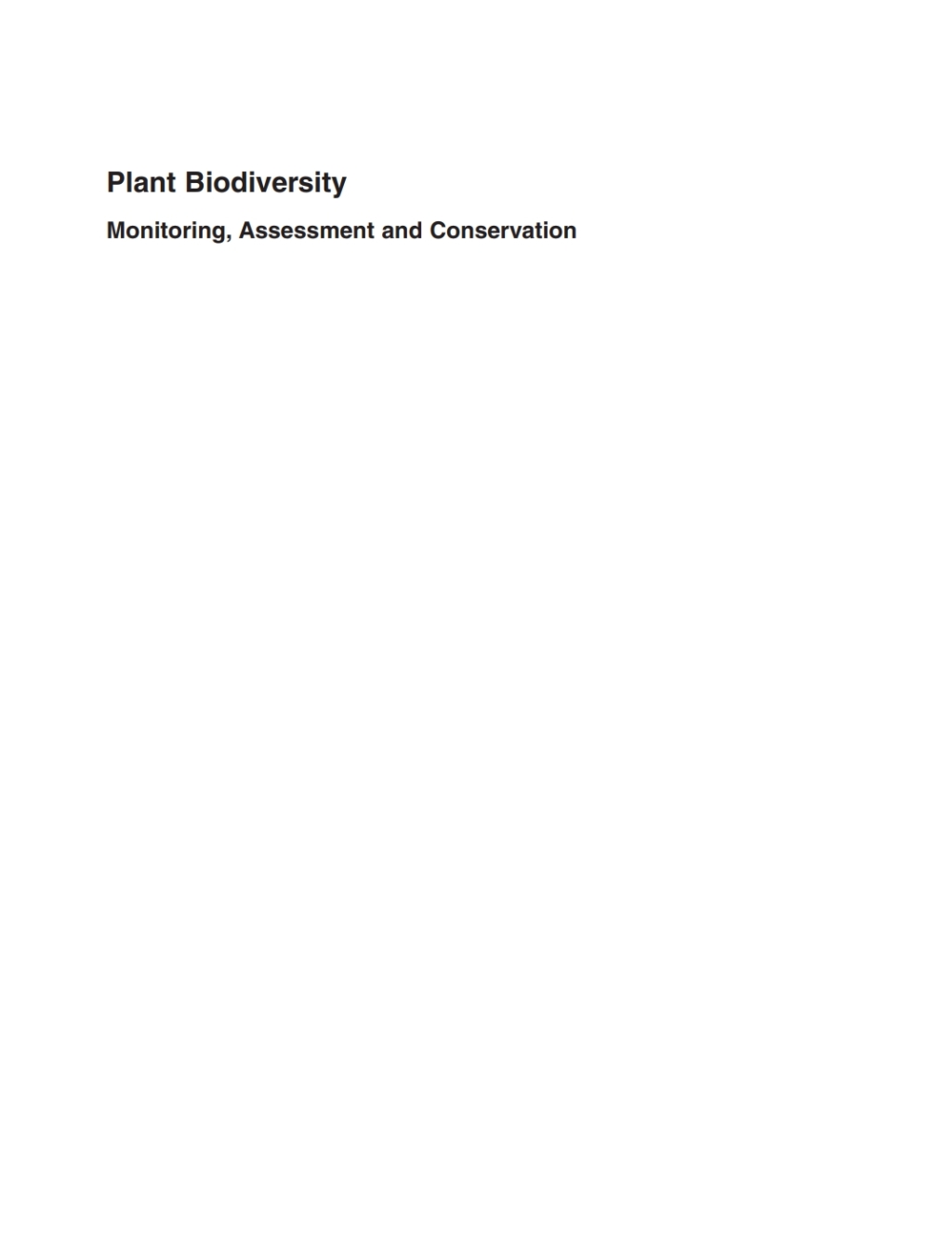 Plant Biodiversity Monitoring, Assessment and Conservation 1st Edition â€“ PDF/EPUB Version Downloadable