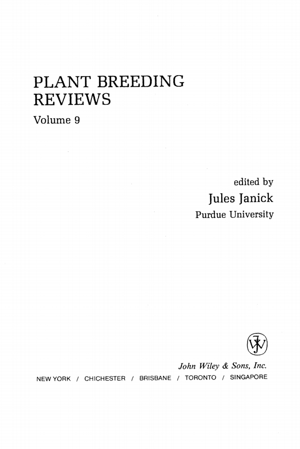 Plant Breeding Reviews 1st Edition â€“ PDF/EPUB Version Downloadable
