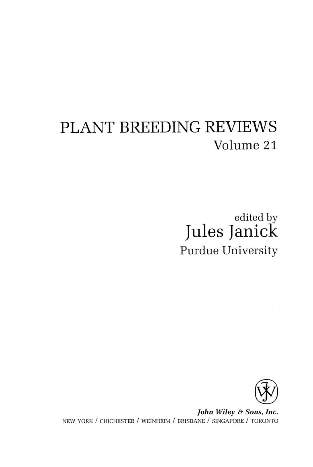Plant Breeding Reviews 1st Edition – PDF/EPUB Version Downloadable