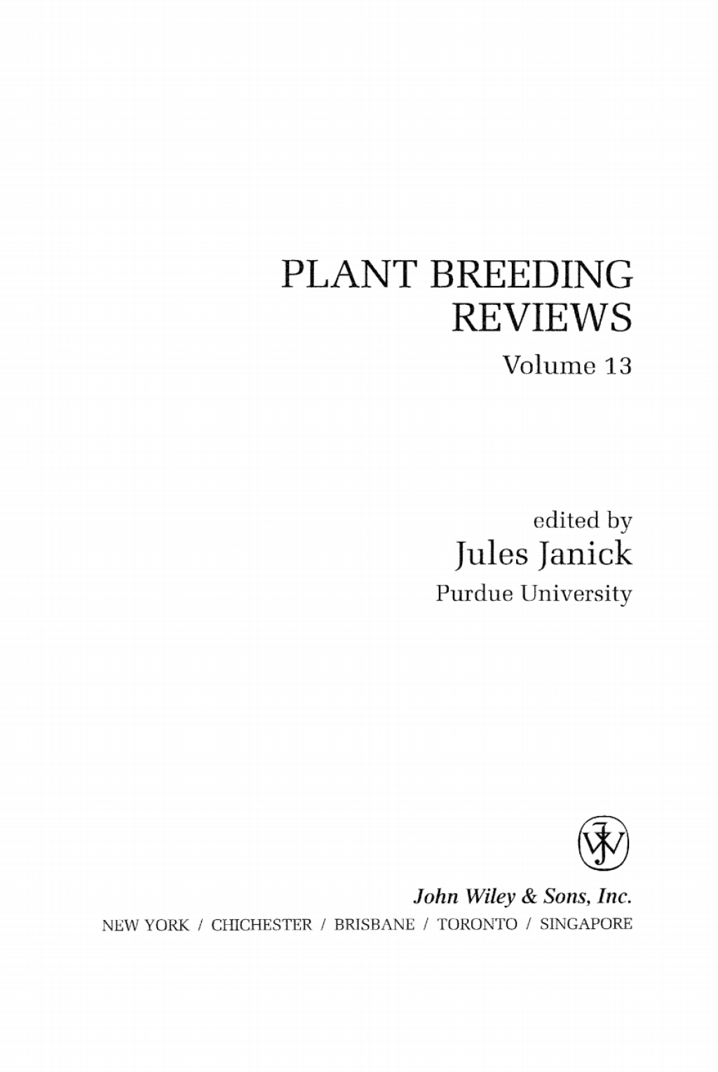 Plant Breeding Reviews 1st Edition â€“ PDF/EPUB Version Downloadable