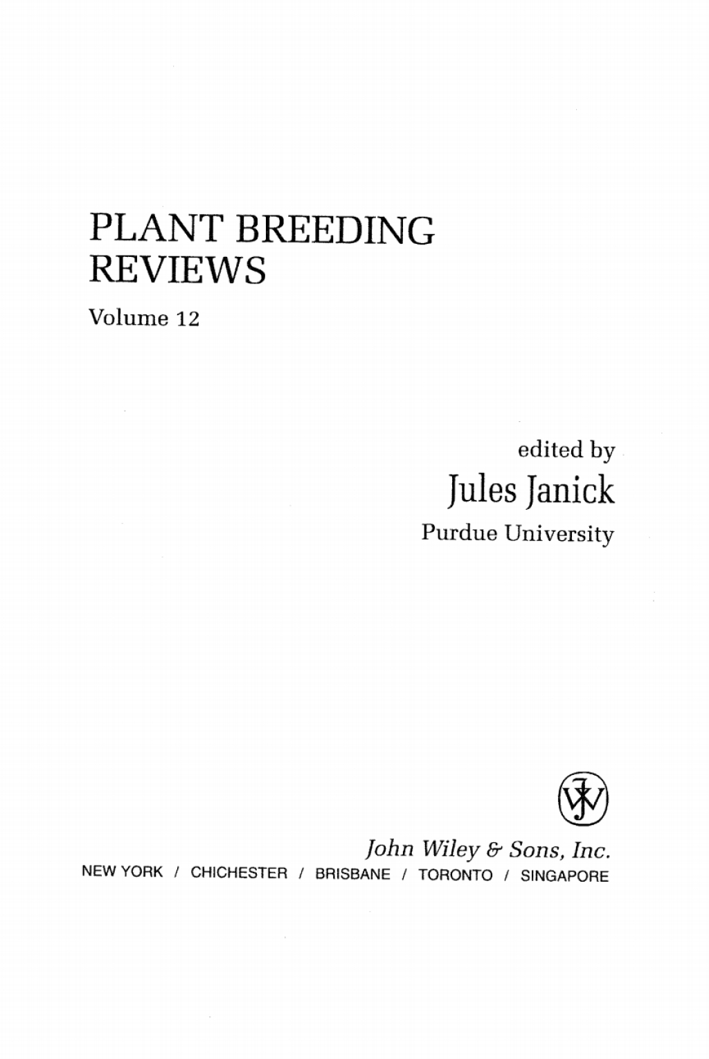 Plant Breeding Reviews 1st Edition – PDF/EPUB Version Downloadable