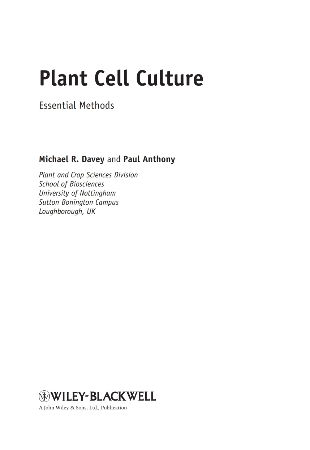 Plant Cell Culture Essential Methods 1st Edition â€“ PDF/EPUB Version Downloadable