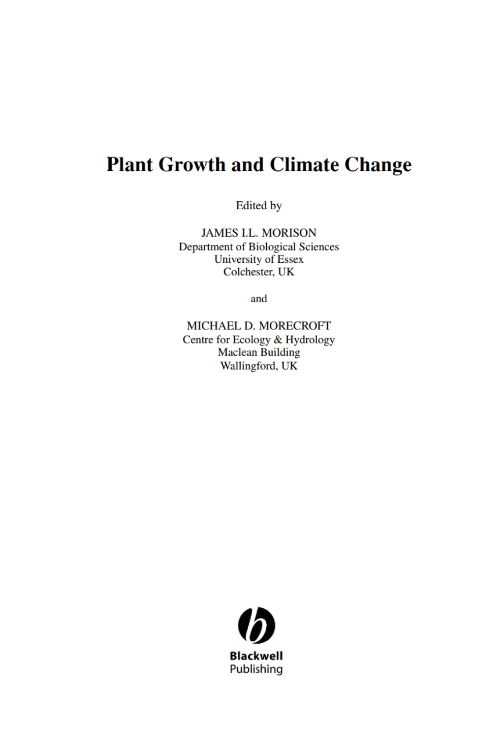 Plant Growth and Climate Change 1st Edition â€“ PDF/EPUB Version Downloadable