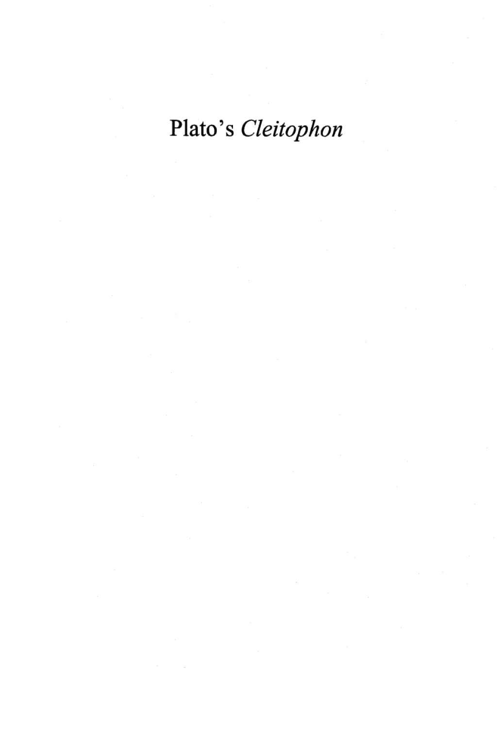 Plato's Cleitophon On Socrates and the Modern Mind 1st Edition â€“ PDF/EPUB Version Downloadable